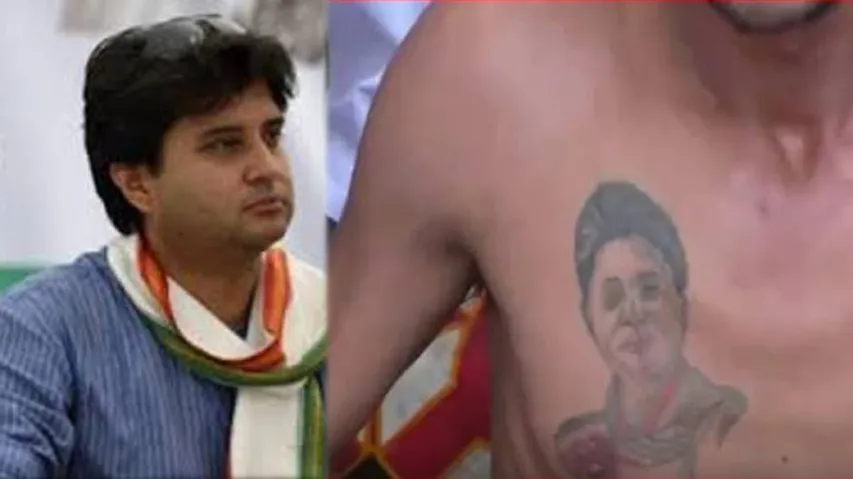 Man gets Scindia's image tattooed on chest