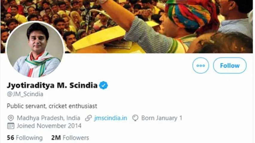 Jyotiraditya Scindia Removes Congress From His Twitter Bio