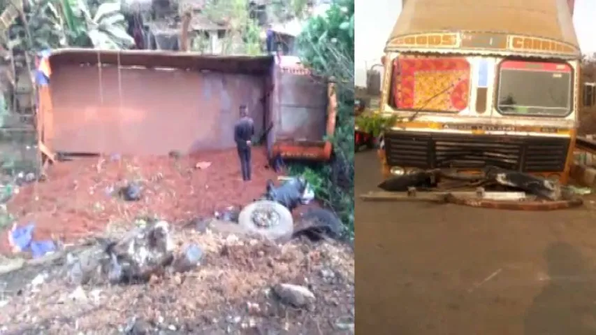 Odisha: Truck Turns Turtle In Bhubaneswar After Tyre Burst