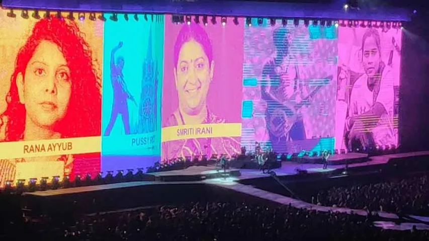 U2 Features Smriti Irani, Gauri Lankesh As Female Icons During Maiden Indian Performance