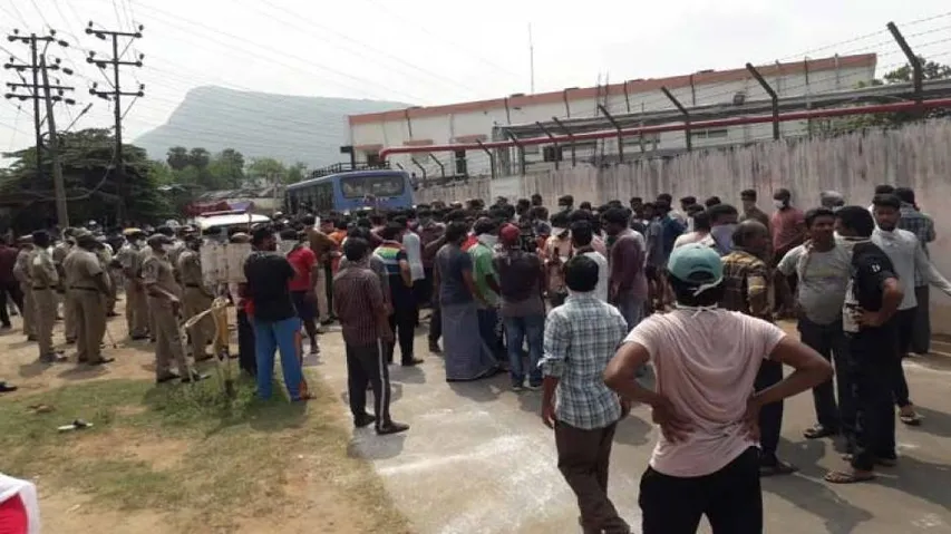 Vizag gas leak: Tension at LG Polymers plant as villagers protest demanding its closure