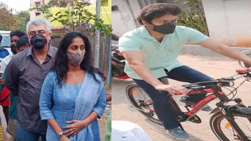 High Drama Triggers Fan Wars: Ajith Snatches Unmasked Fan’s Phone, Vijay Explains Why He Cycled To Vote