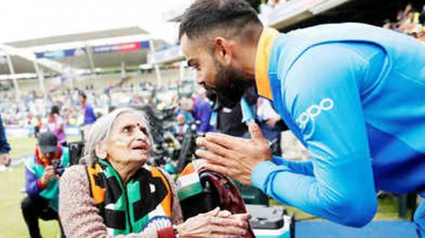Kohli, Rohit greet 87-year-old fan at Edgbaston stands