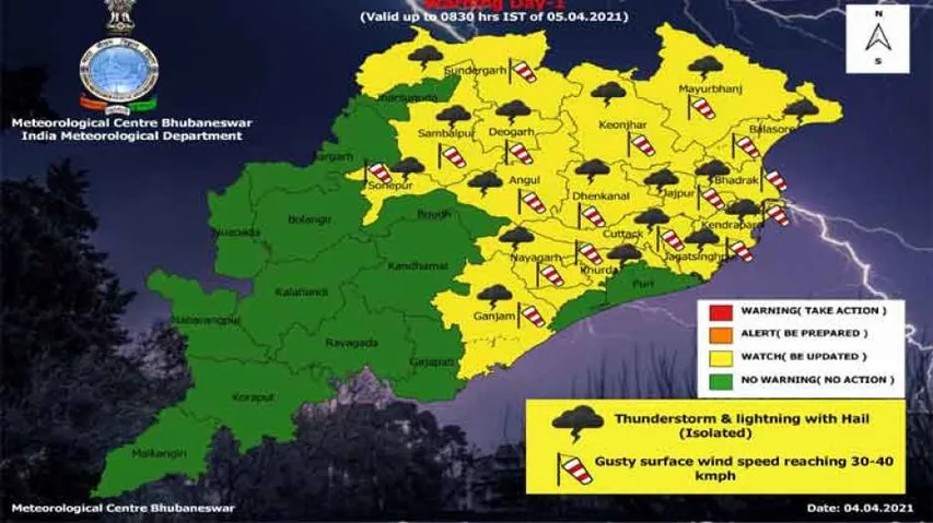 Rain, Thunderstorm To Lash Several Odisha Districts In Next 48 Hours