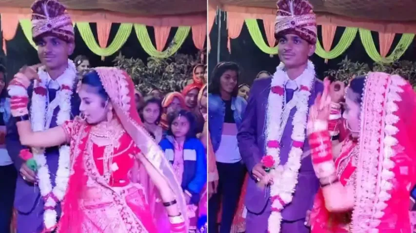 Bride’s energetic moves during wedding leave groom awkward