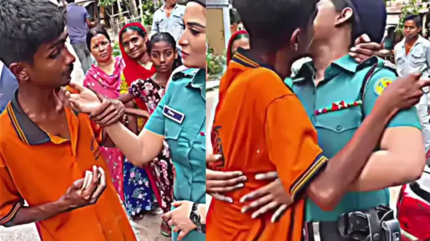 'Depressed’ man kisses beautiful lady cop while she tries to console him, watch her reaction