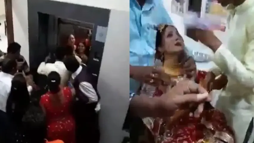 Bride gets trapped in lift before wedding