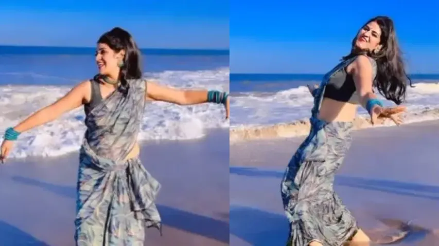 Desi woman takes over beach with her dance in saree – Watch video