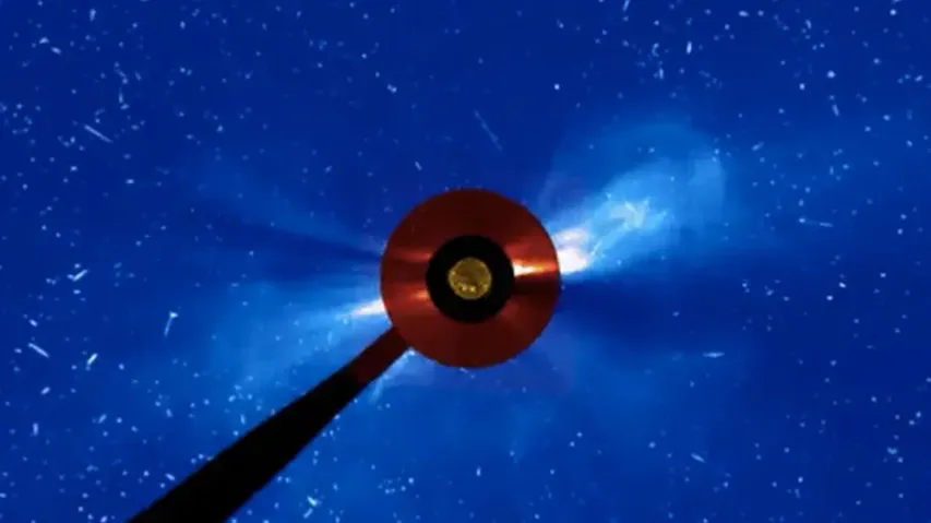 First-ever observation of solar outburst on Earth, moon, and Mars – A study