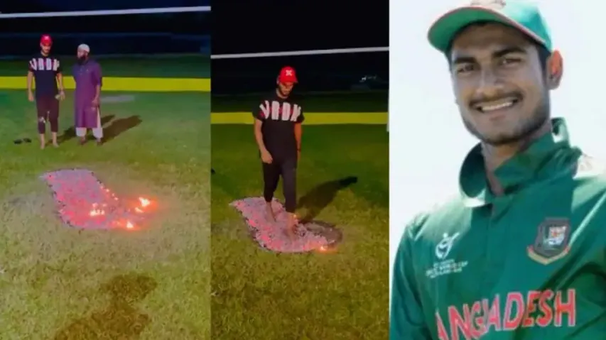 Bangladesh cricketer walks on fire