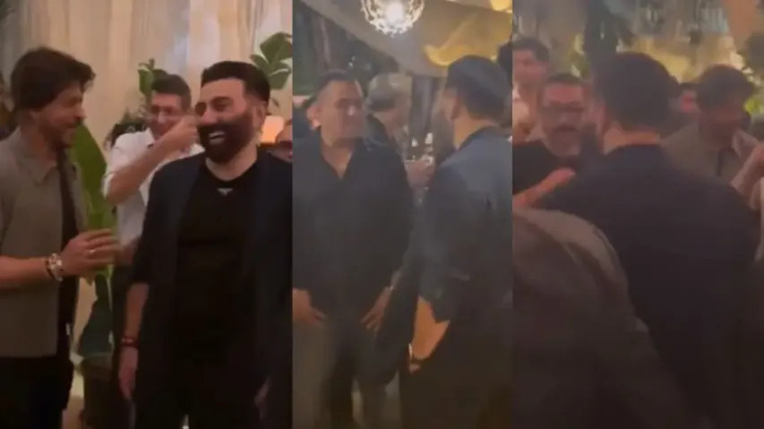 Shah Rukh, Salman & Aamir with Sunny Deol at Gadar 2 success party, videos breaking internet; watch