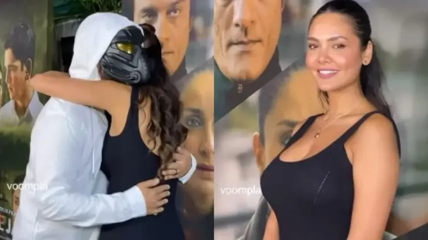 Raj Kundra's warm hug and 'You're So Hot' compliment to Esha Gupta at the 'Jaane Jaan' premiere