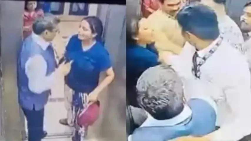 Video of ugly fight between retired IAS officer, pet dog owner over using of lift goes viral
