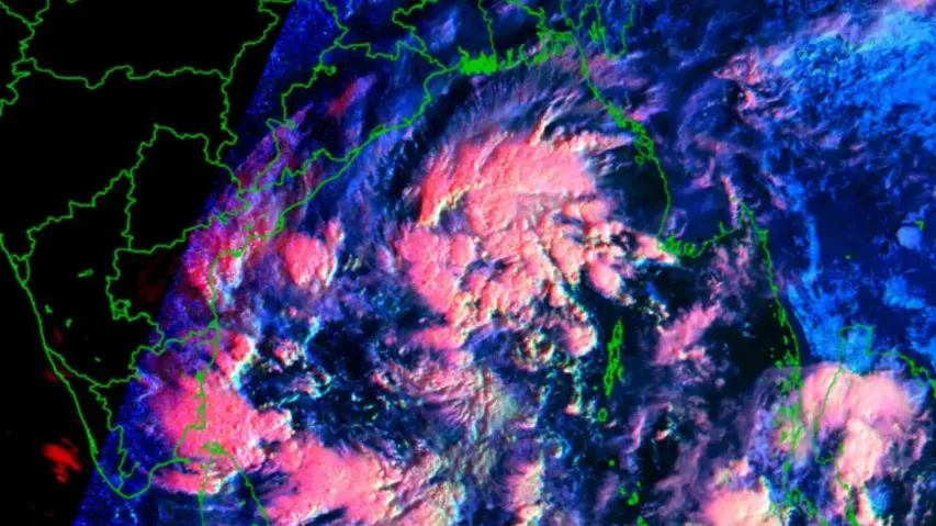 Satellite Image Of Low Pressure Over BoB