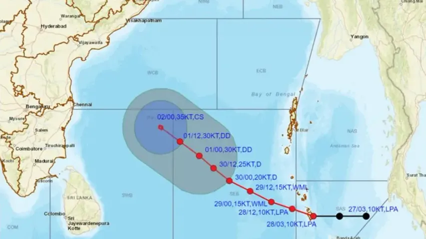 Current Position Of Low Pressure Over BoB