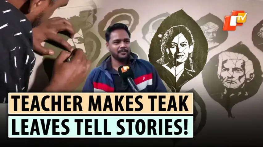 Art Teacher From Odisha Uses Teak Leaves To Carve Artistic Magic