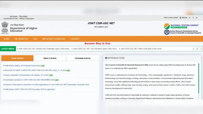 CSIR UGC NET 2023 answer key released, know how to check