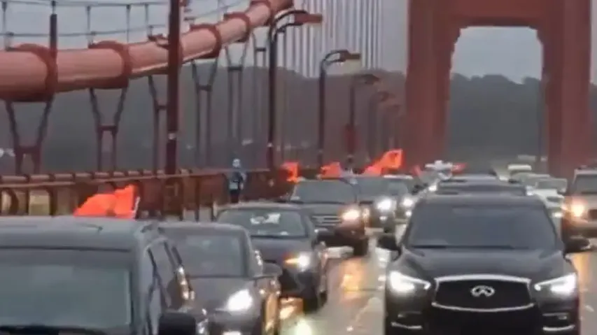 Car Rally Over Golden Gate Bridge