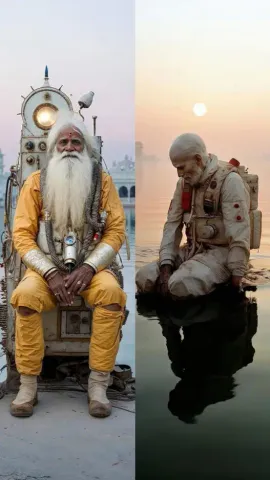 Varanasi Sadhus In Spacecraft As Envisioned By AI