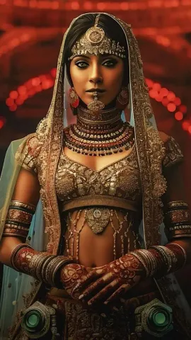 AI Envisioned Indian Bridal High-Tech Cyberpunk Looks