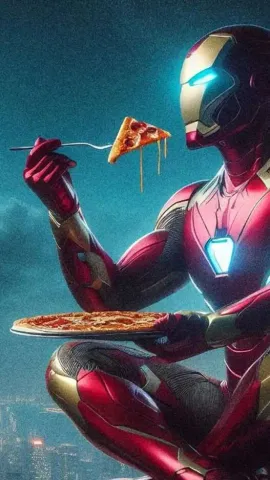 Thor, Hulk, Iron Man, Spider-Man Enjoying Pizza On Building Tops