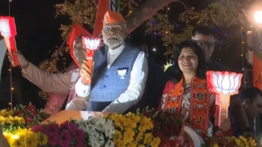Prime Minister Narendra Modi holds mega roadshow in Bhubaneswar