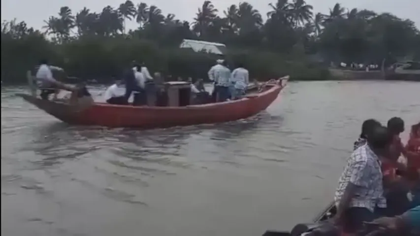 BJD MLA Atanu Sabyasachi Nayak flees in boat