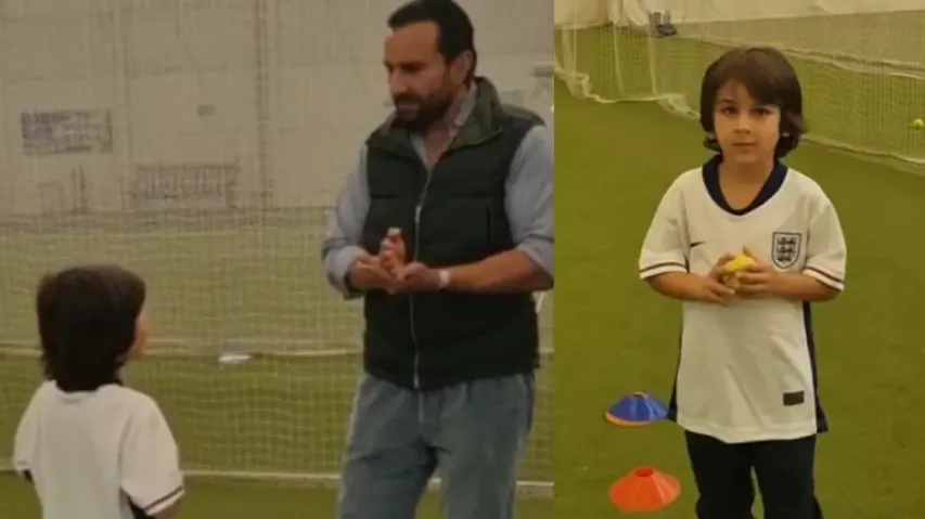 Taimur listening to grandfather Mansoor Ali Khan Pataudi's cricket history