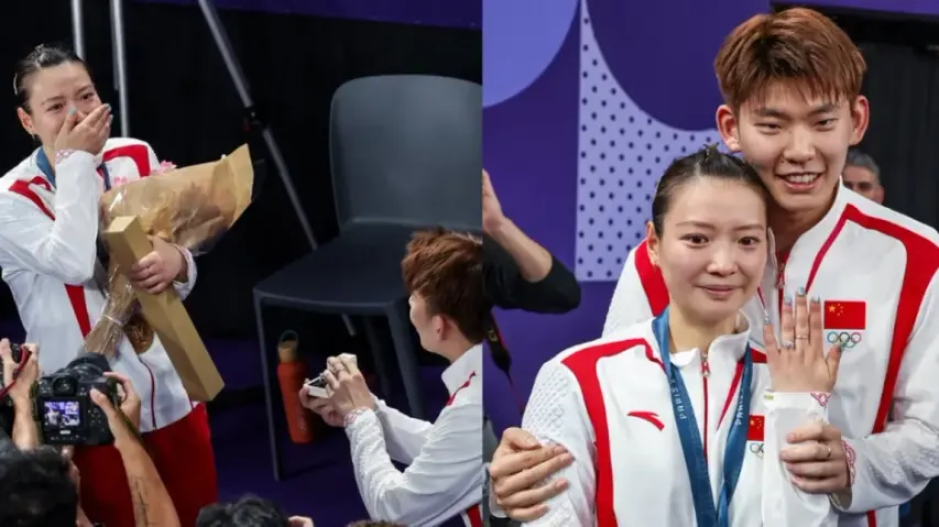 Chinese badminton star receives marriage proposal from teammate after winning Olympic gold; video go