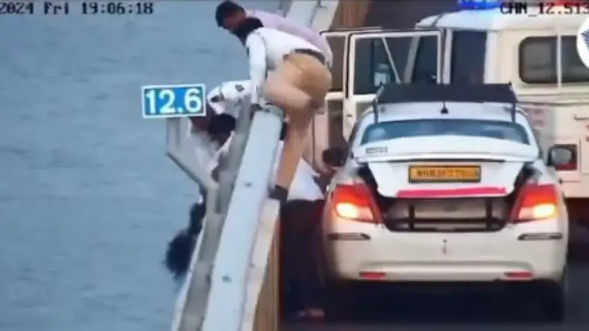 Mumbai police save woman while jumping off Atal Setu bridge, chilling video caught on camera