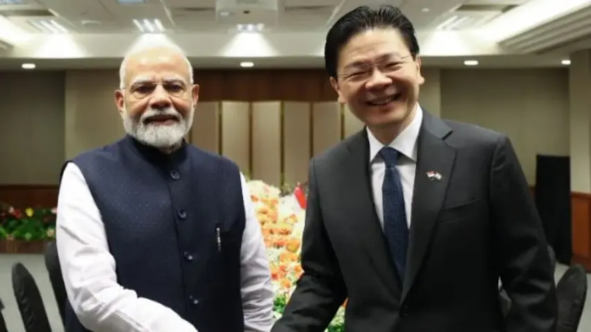 PM Modi with Singapore counterpart Lawrence Wong
