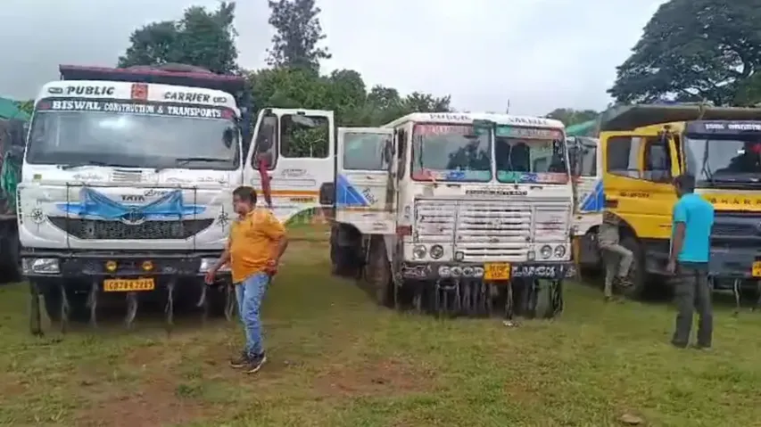 Seized trucks engaged in sand smuggling