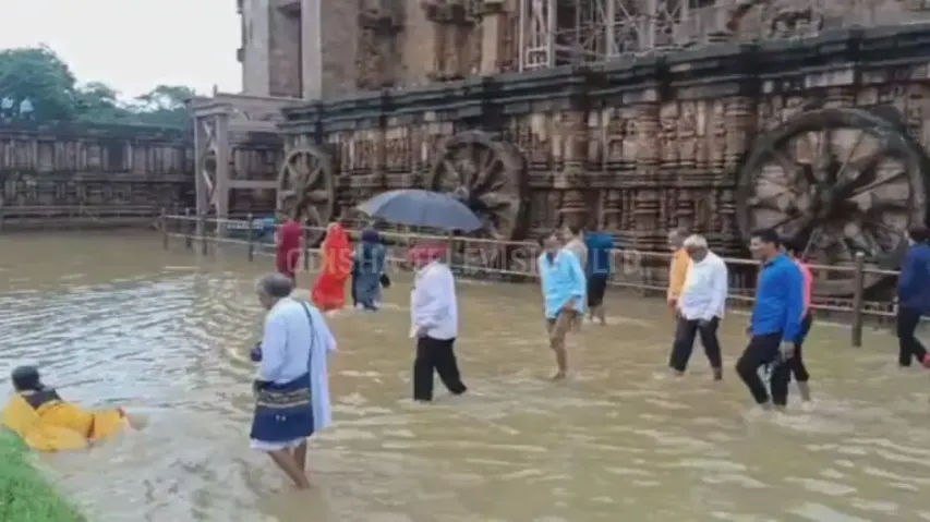 Incessant rain triggers water logging at Konark Sun Temple, a UNESCO heritage site