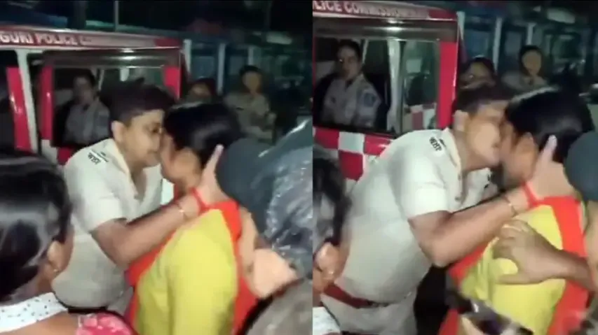 Drunk lady cop in Bengal 'hugs and kisses' woman on street, watch