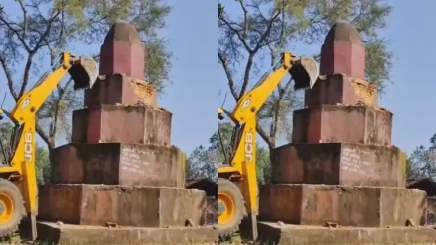 Security forces demolish memorials built by Naxals on Odisha border