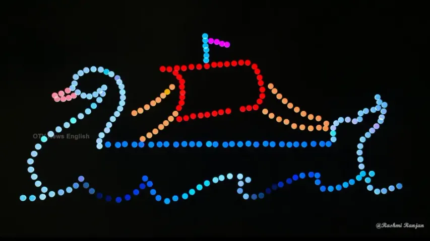 Bali Yatra depicted in the drone show celebrates Odisha' maritime legacy.