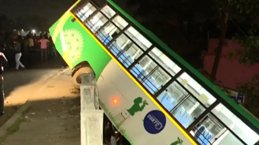 LAccMI bus hangs from flyover following collision in Odisha’s Balasore