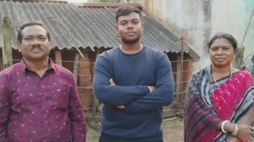 Odisha tennis ball cricketer Preetam Pradhan with his parents