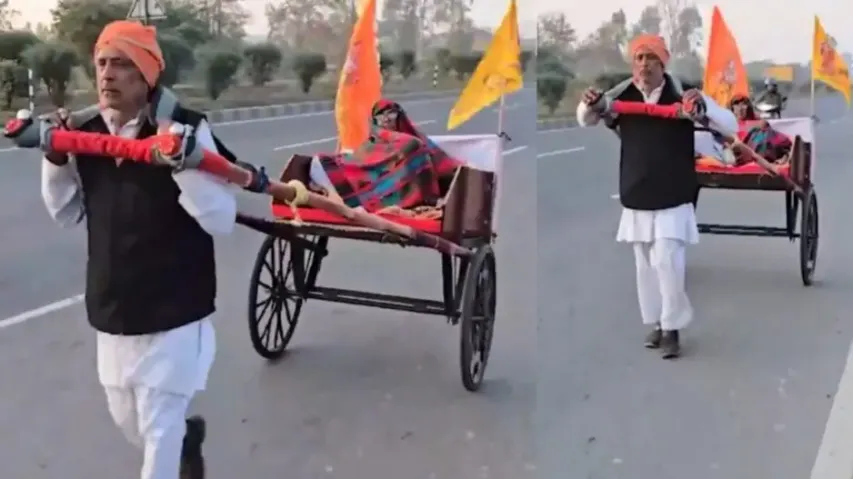 Kalyug's Shravan Kumar! Elderly man takes 92YO mother to Maha Kumbh Mela on pull cart, watch