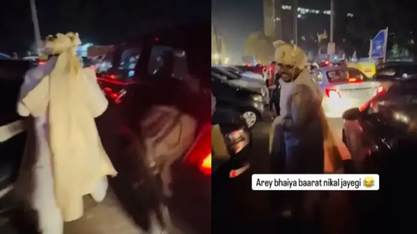 Groom stuck in traffic runs on foot to reach his own baraat, video goes viral
