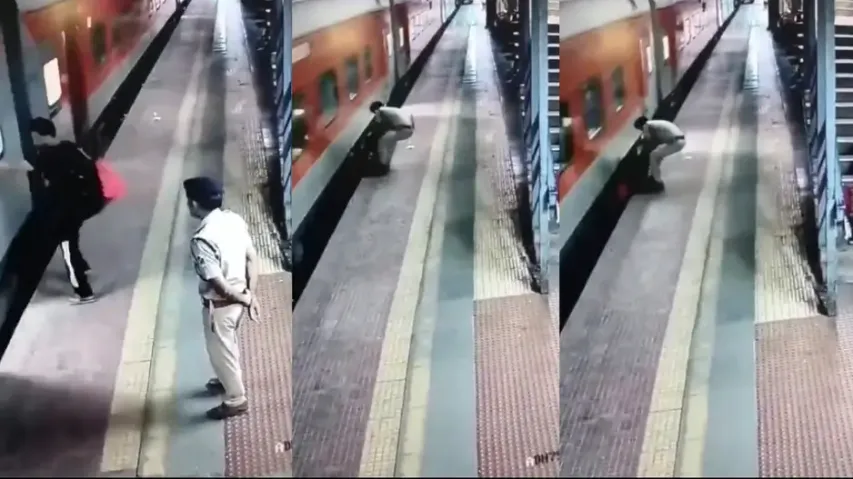 Heroic act! Jawan saves youth from getting crushed under running train, watch