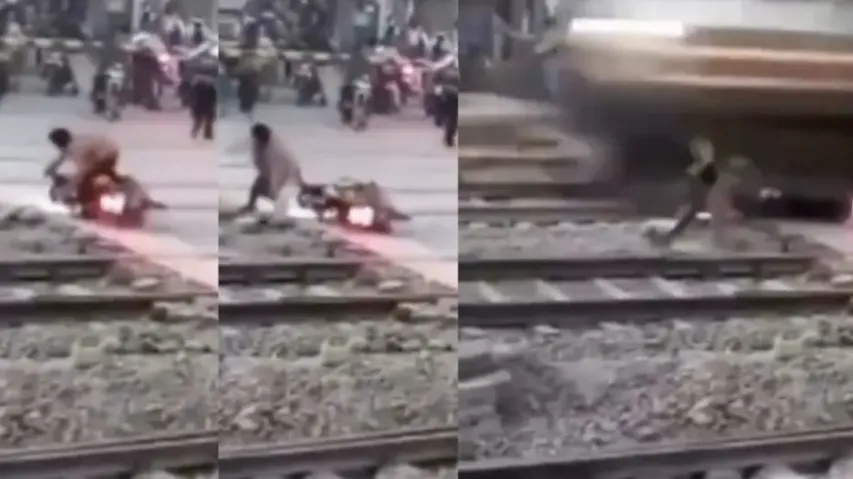 Youth escapes from getting crushed under train