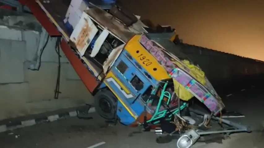 Two trucks fall off bridge in Bhadrak