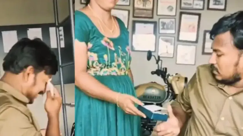 Priceless reaction of man after wife gifts him a new bike