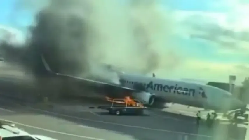 Viral Video: American Airlines plane carrying 172 passengers catches fire