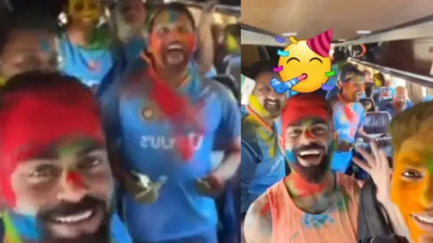 Virat Kohli, Rohit Sharma celebrate Holi with teammates; watch viral video