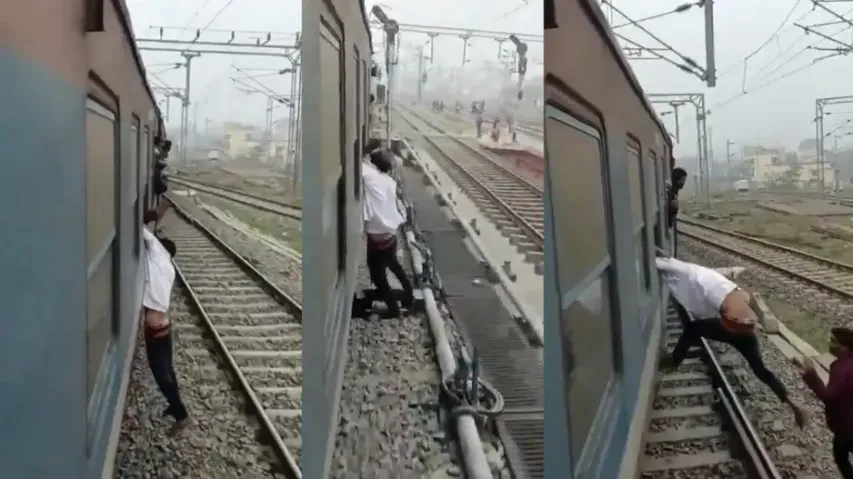 Nightmare! Passengers catch thief snatching mobile from moving train, watch what happens next