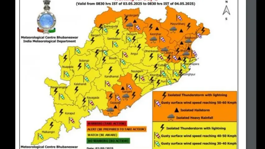 Hailstorm, heavy rainfall to lash Odisha