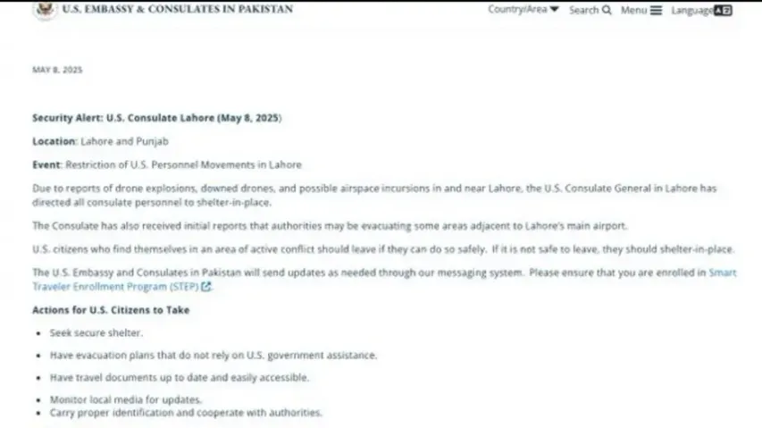 Operation Sindoor: Leave if you can, US Consulate urges its citizens in Pakistan amid drone explosio