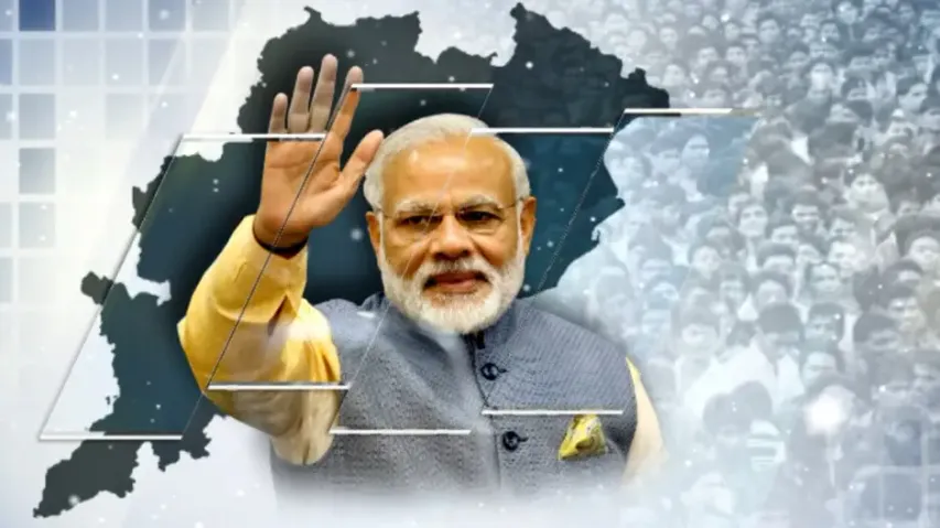 PM Modi arrives in Odisha to mark 1-year of BJP-govt in State; holds mega roadshow